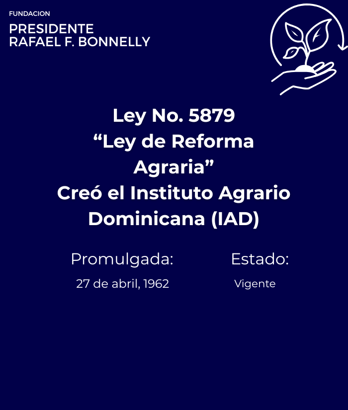 Ley No. 5879 — Reforma Agraria, creó el IAD (27 abr 1962)