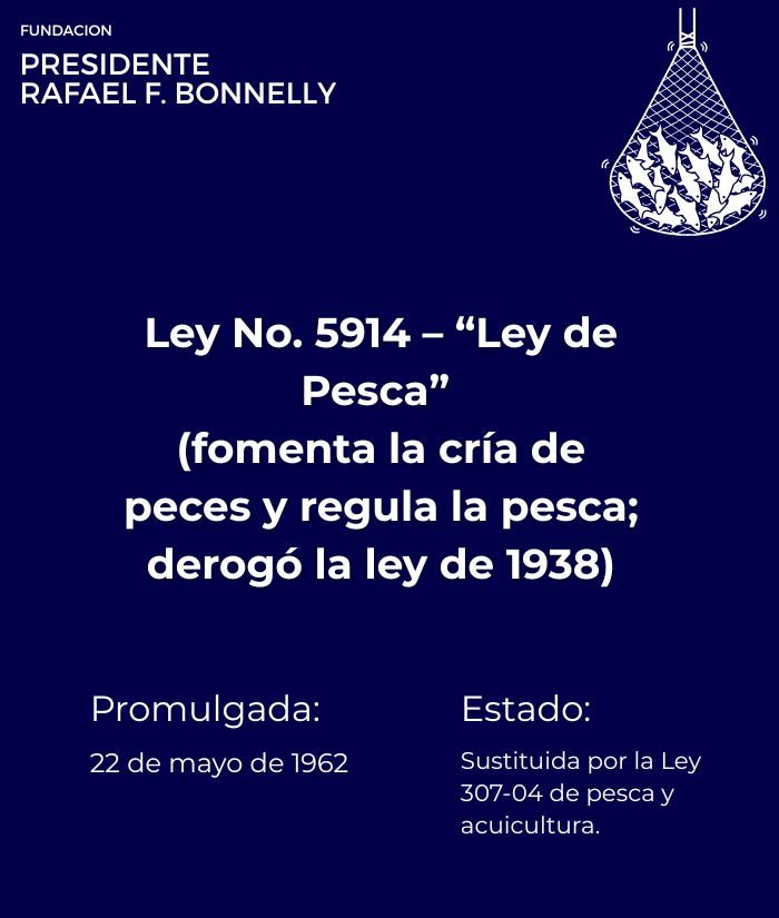Ley No. 5914 — Ley de Pesca, regula la cría de peces y la pesca (22 may 1962)